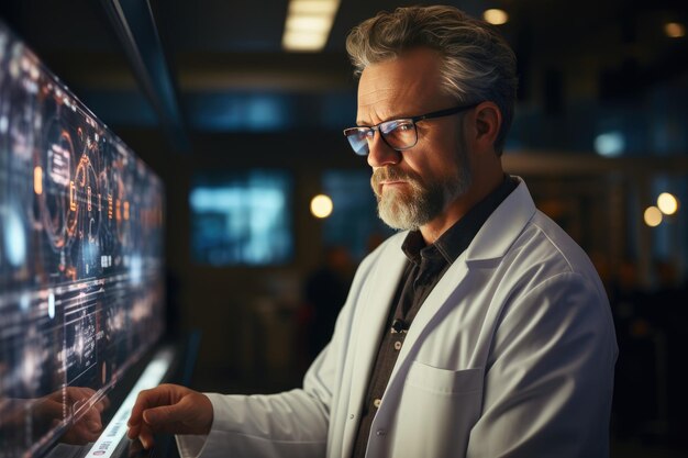 Foto il medico discute le diagnosi con il sistema di ia generativa