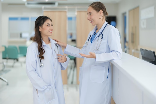 Doctor doing different poses in hospital