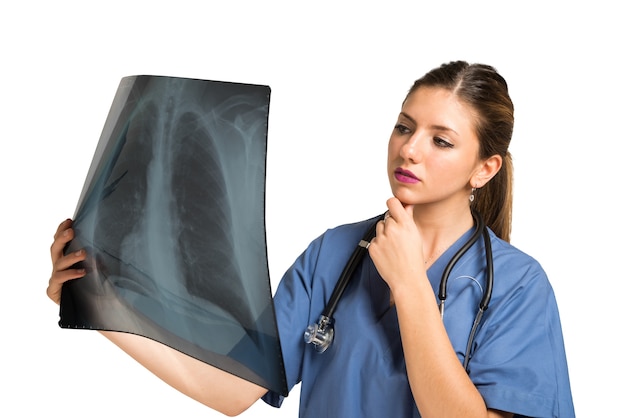 Doctor examining a lung radiography