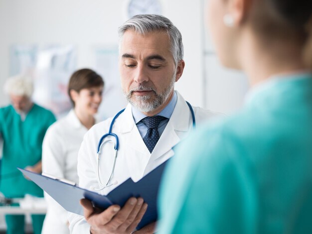 Doctor examining a patients medical records