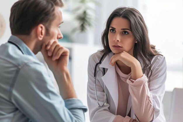 Doctor explaining something to a woman