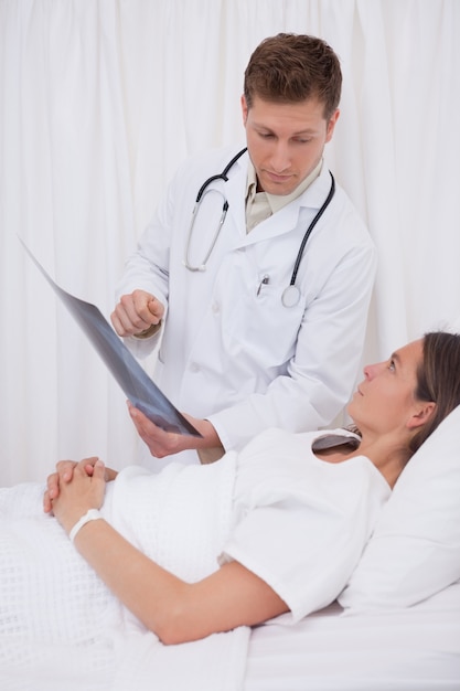 Doctor explaining x-ray to patient