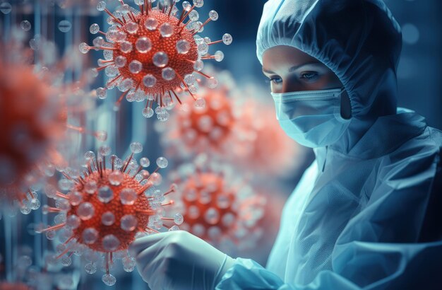 Foto medico che combatte il vaccino contro il virus covid in vitro