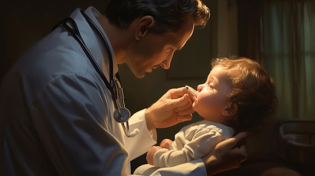 Doctor holding a baby