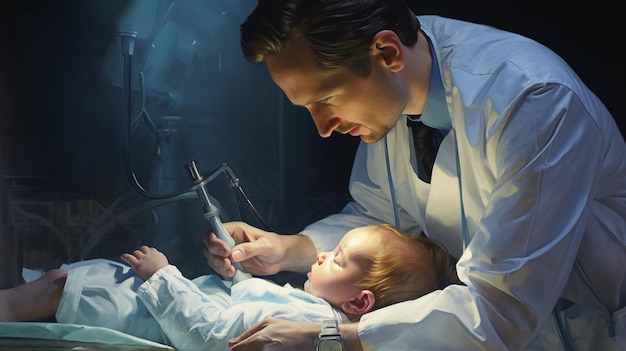 Doctor holding a baby