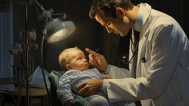 Doctor holding a baby