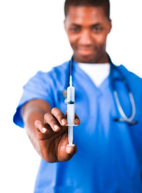 Doctor holding a syringe