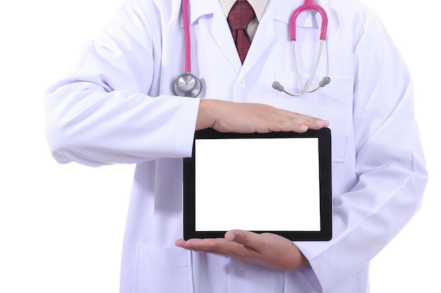 Doctor holding white board