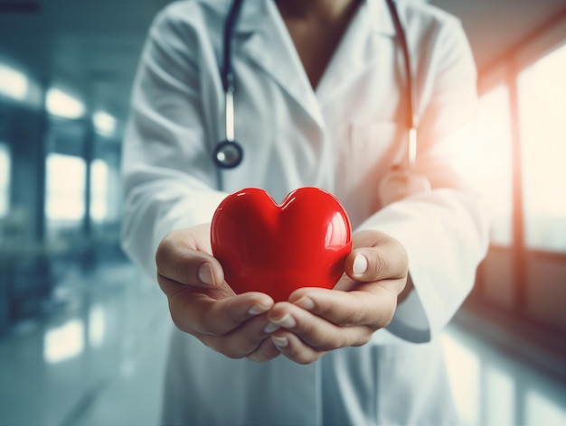 a doctor holds a heart in his hands