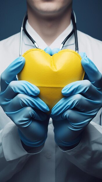 Photo a doctor holds a heart shaped heart with hands