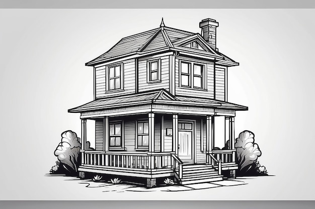 Doctor house isolated line art design