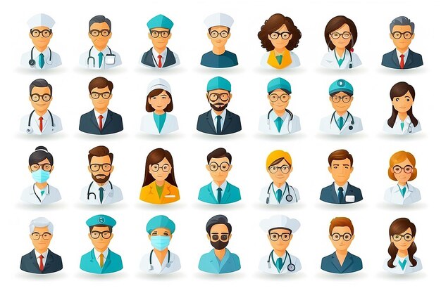 Иконы врачей, выделенные на белом фоне
