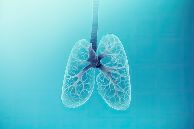 Doctor identifies lung on blue background