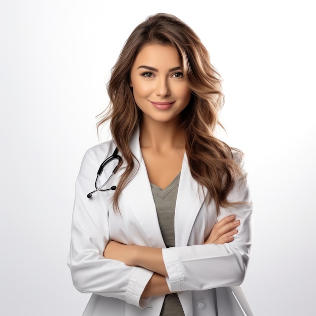 Doctor lady friendly smiling Illustration AI GenerativexA