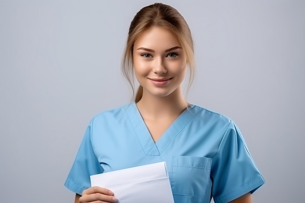 Doctor man holding record card with a big smile on face Ai Generative