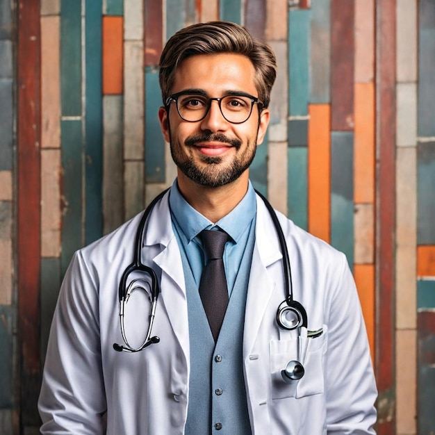 doctor man in standing with wall background