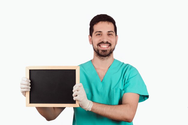 Doctor man with blackboard