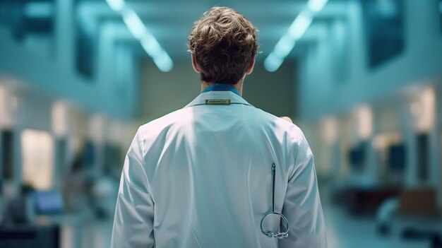 Doctor Man With Stethoscope In Hospital