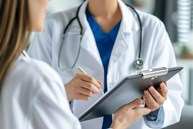 doctor on notepad showing a patient