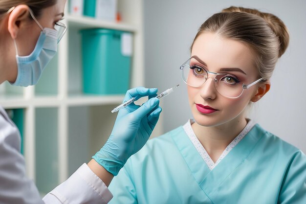 Doctor or nurse holding a syringe to vaccination