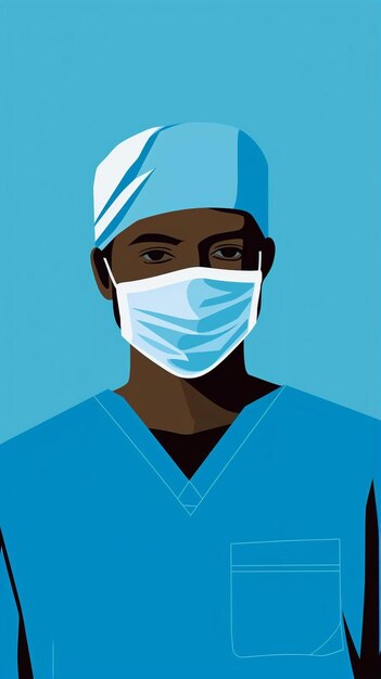 Photo doctor or nurse wearing protection face mask against coronavirus covid in the hospital banner