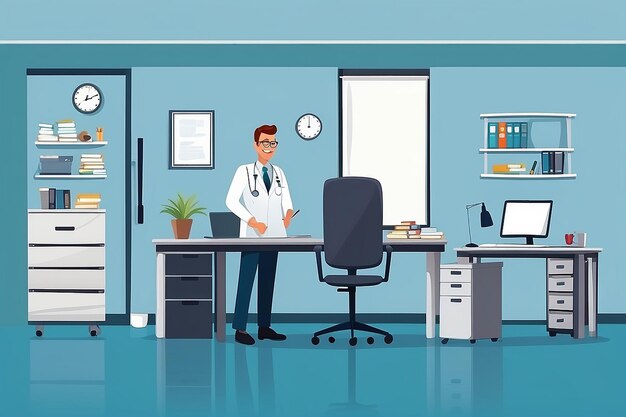 Photo doctor office cartoon concept vector illustration graphic design