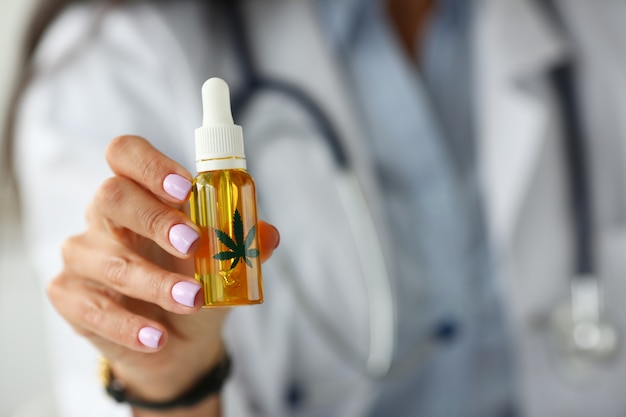 Doctor in office prescribing marijuana extract