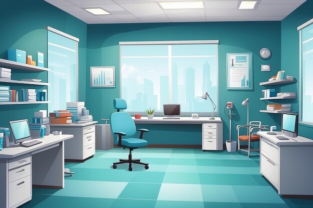 医師の診療室 ベクター空の医師の診療所の診療室 背景画像 救急病院 ビジネスの漫画イラスト