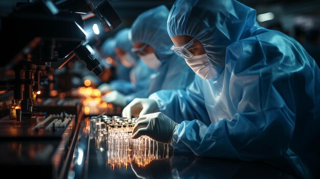 Photo a doctor operating a microscope in a laboratory