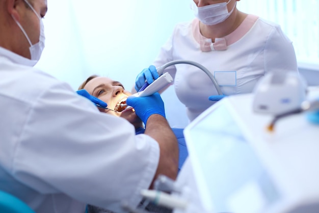 Doctor and patient in the dental clinic