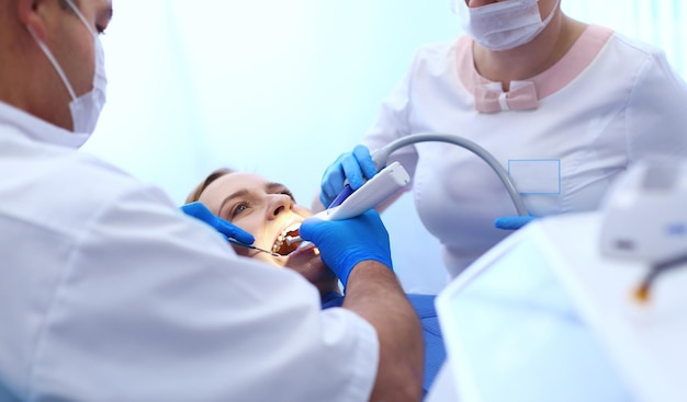 Doctor and patient in the dental clinic