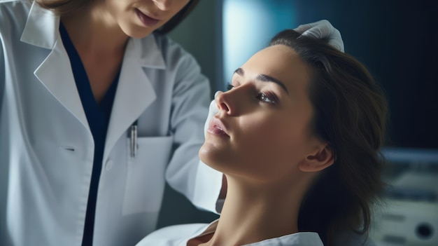 Photo doctor and patient discussing something while sitting at the table medicine and health care concept doctor and patient generative ai