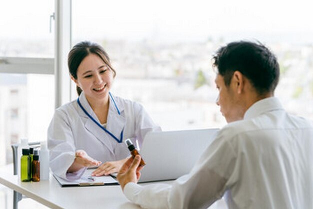 doctor and patient in a hospital with a medical chart