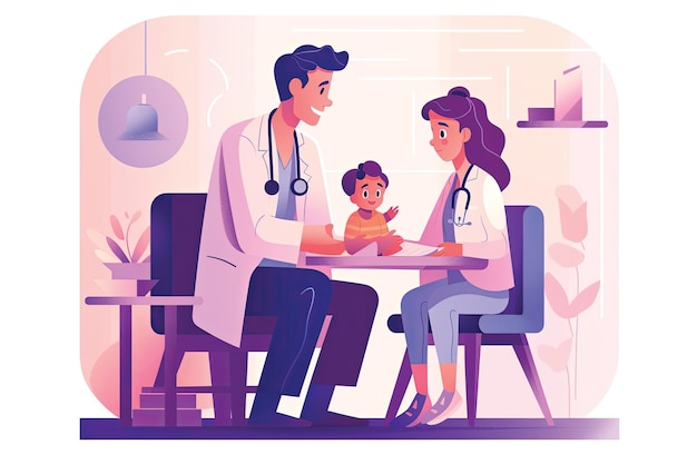 Doctor and patient at the reception Healthcare concept illustration in flat style