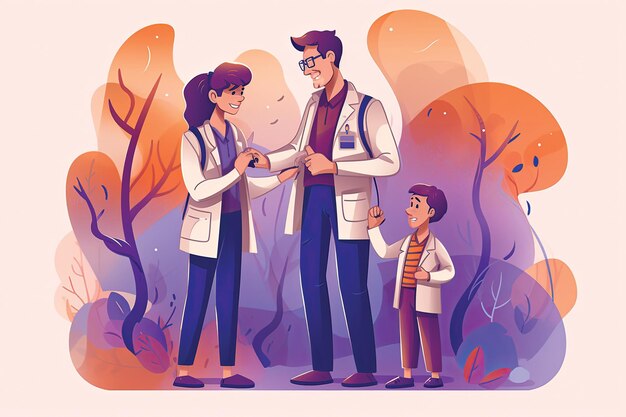 Doctor and patient at the reception Healthcare concept illustration in flat style