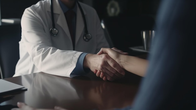 Врач и пациент пожимают друг другу руки Generative Ai