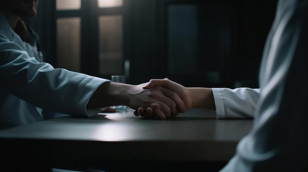 Doctor and patient shaking hands Generative Ai