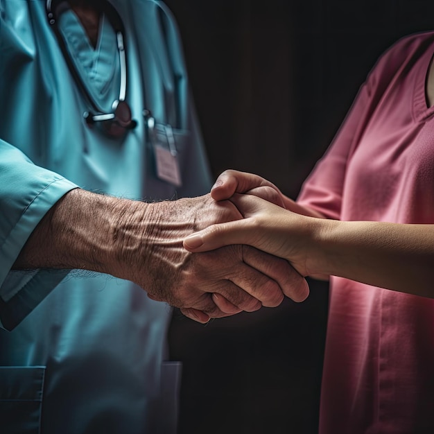 Врач и пациент пожимают друг другу руки Здравоохранение и медицинские услуги