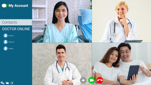 Doctor and patient talking on video call