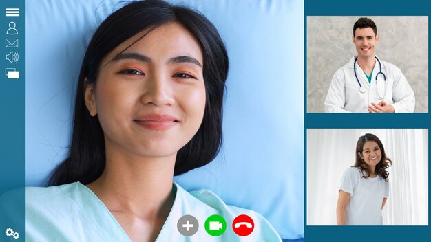 Doctor and patient talking on video call