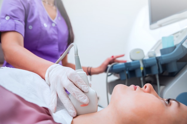 Doctor and patient. Ultrasound equipment.