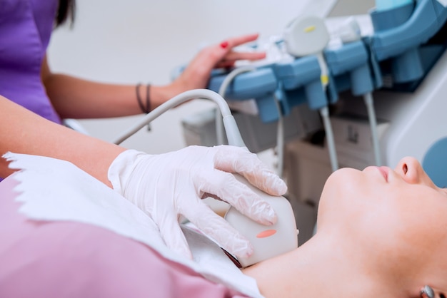 Doctor and patient. Ultrasound equipment.