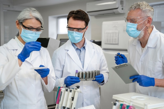 Doctor performing medical research in lab