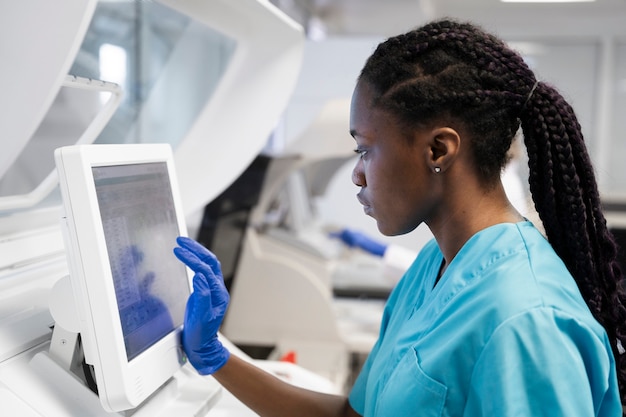 Doctor performing medical research in lab