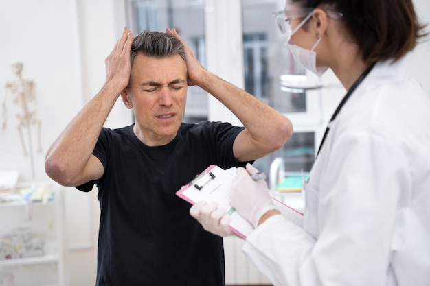 Doctor performing routine medical checkup