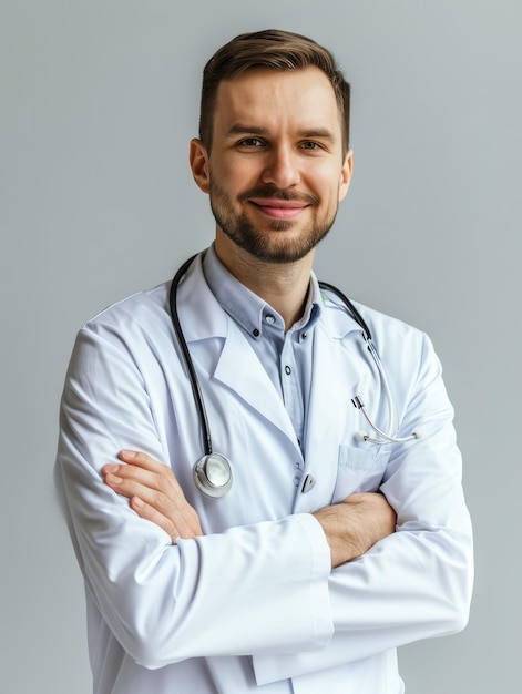 Doctor Portrait in Flat Background