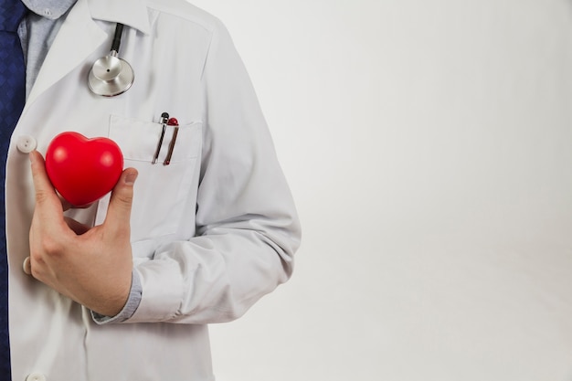 Photo doctor presenting plastic heart