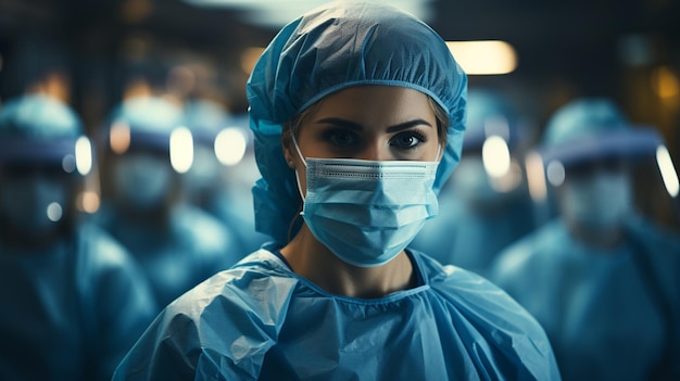 doctor in protective mask standing at hospital