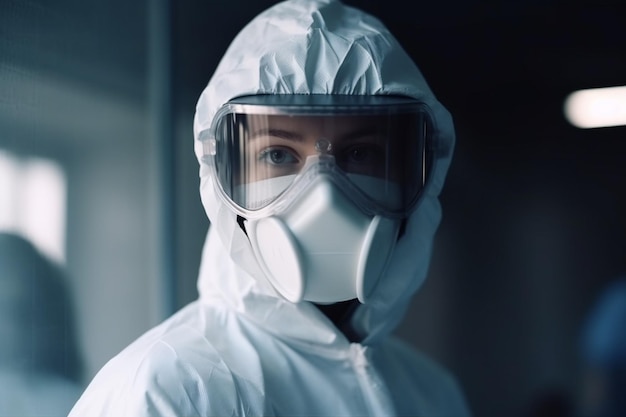 A doctor in a protective suit during an epidemic