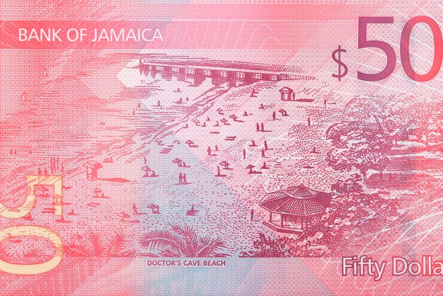 Doctor's Cave Beach from Jamaican money dollar